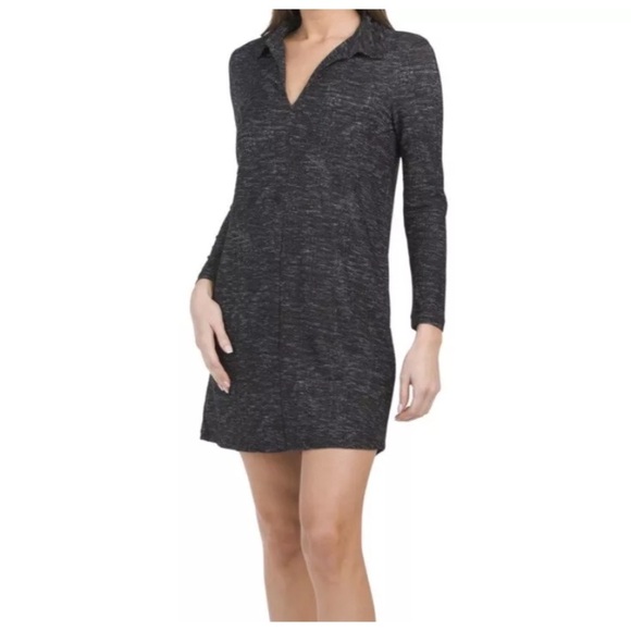 NWT Mango MNG Basics Womens Pull On Stretch Long Sleeve V-Neck Dress Size 2 / XS - Picture 1 of 11